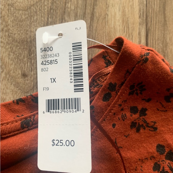 NWT addition Elle rust tee - size 1X - Picture 2 of 4